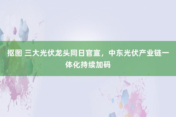 抠图 三大光伏龙头同日官宣，中东光伏产业链一体化持续加码